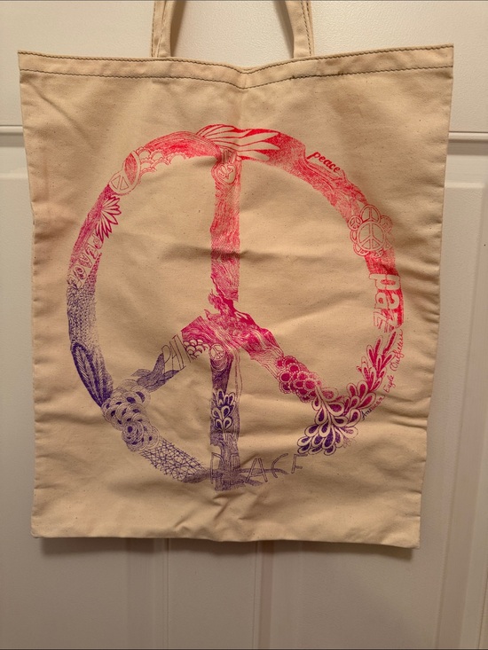 American Eagle Outfitters Handbags - American Eagle Canvas Peace Sign Tote Bag